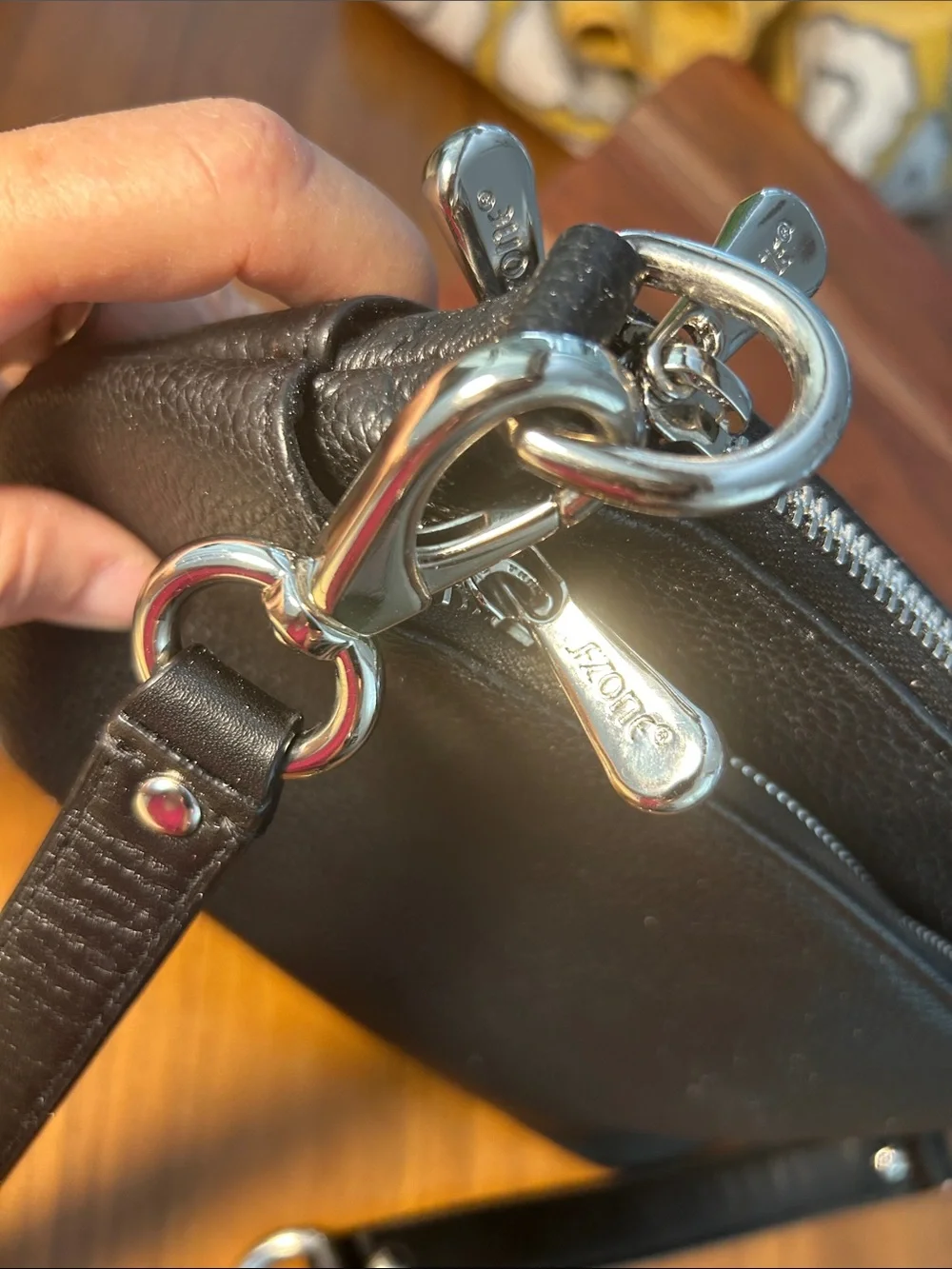 S-Zone Black Pebbled Leather Crossbody Purse